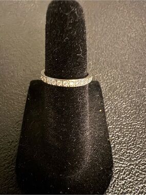 White Titanium Crystal Eternity Band - Sz 3